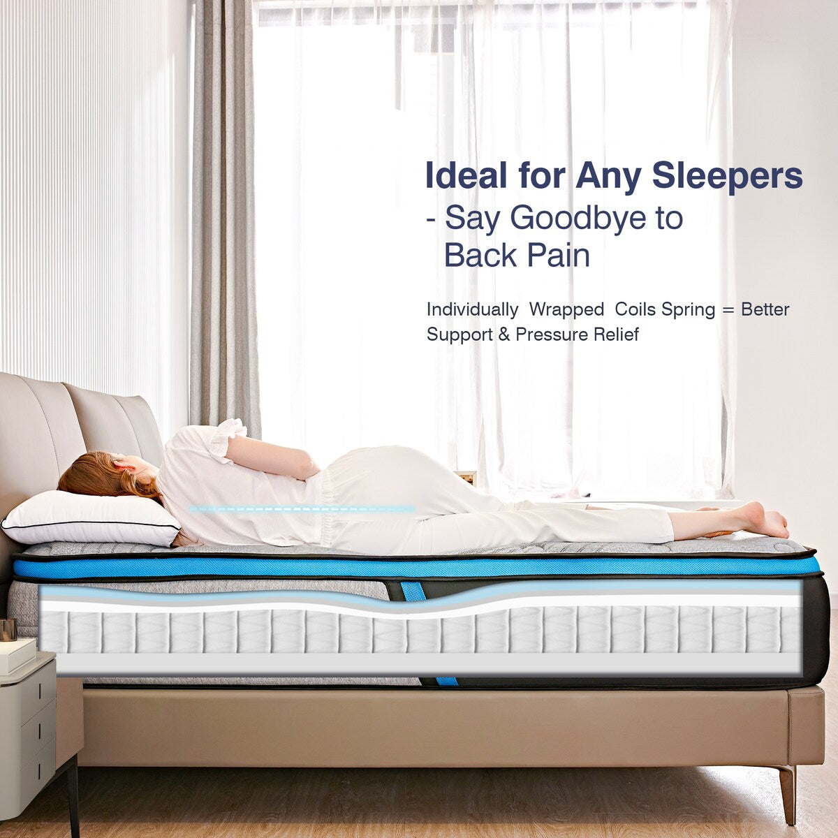 Materasso ibrido da 10 pollici a molle e memory foam in gel in una scatola