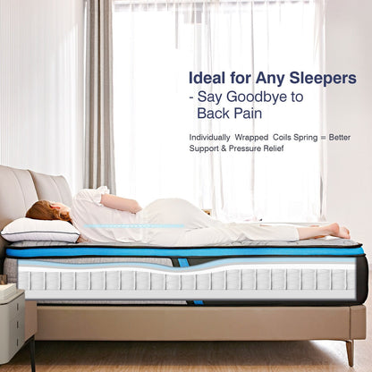 Materasso ibrido da 10 pollici a molle e memory foam in gel in una scatola