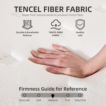 Materasso a molle insacchettate indipendenti in memory foam con parte superiore in gel Euro da 10 pollici di medie dimensioni, in una scatola