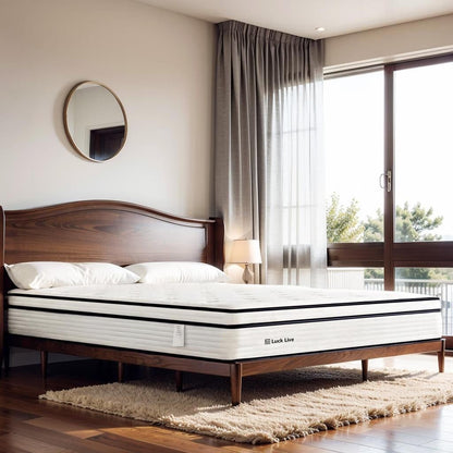 Materasso a molle insacchettate indipendenti in memory foam con parte superiore in gel Euro da 10 pollici di medie dimensioni, in una scatola