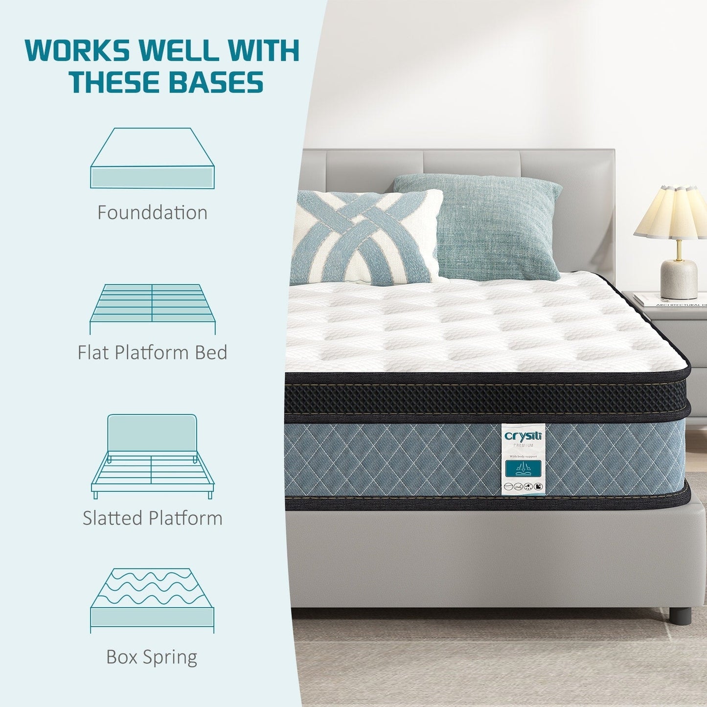 Materasso in memory foam da 10 pollici e molle insacchettate - Bianco