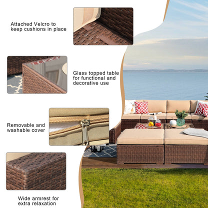 Set di divani componibili in vimini da 10 pezzi