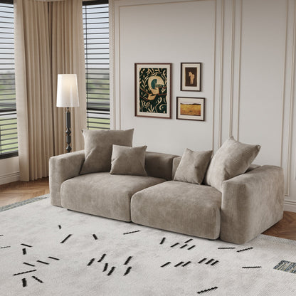 Divano a due posti in velluto a coste da 102'', grande divano modulare a nuvola