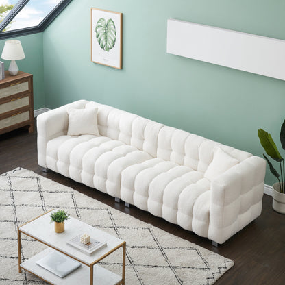 Divano Teddy Velvet da 102'' a 4 posti con gambe in metallo e cuscini decorativi, design moderno multidirezionale per il soggiorno