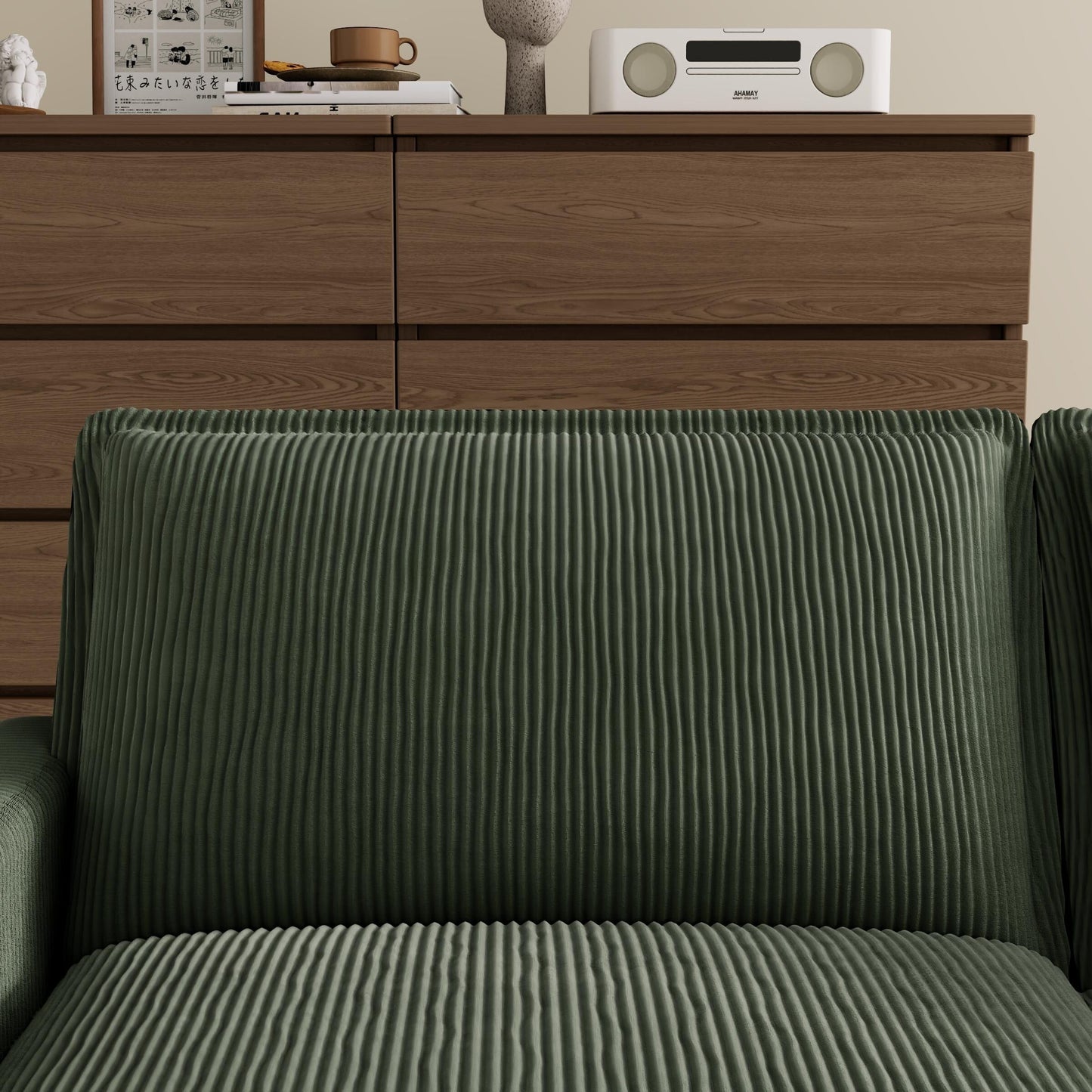 Divano classico moderno in velluto a coste 103 a 4 posti - Seduta profonda, con 4 cuscini per soggiorno