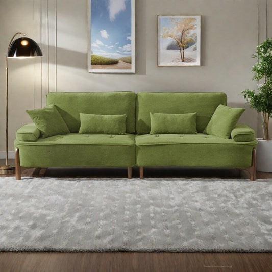 Divano componibile traspirante a 3 posti in schiuma 103 con 4 cuscini e struttura in legno massello - capacità 600 libbre