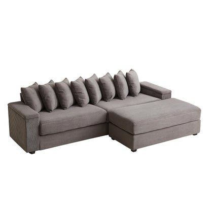Divano a L in velluto a coste oversize da 104 pollici con chaise longue