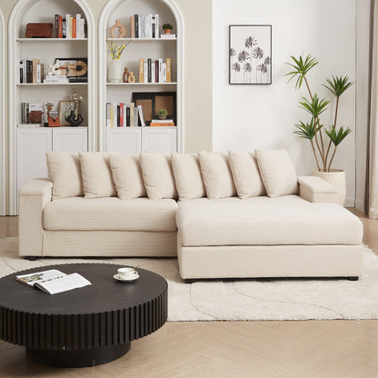 Divano a L in velluto a coste oversize da 104 pollici con chaise longue