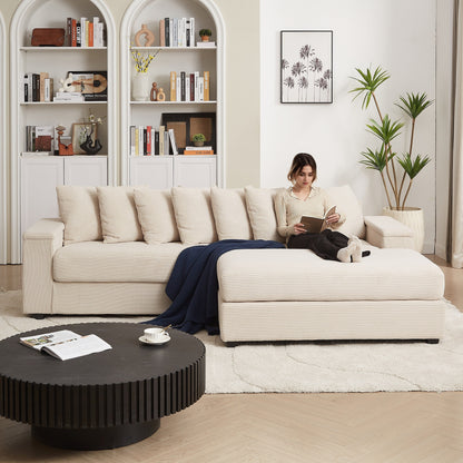 Divano a L in velluto a coste oversize da 104 pollici con chaise longue