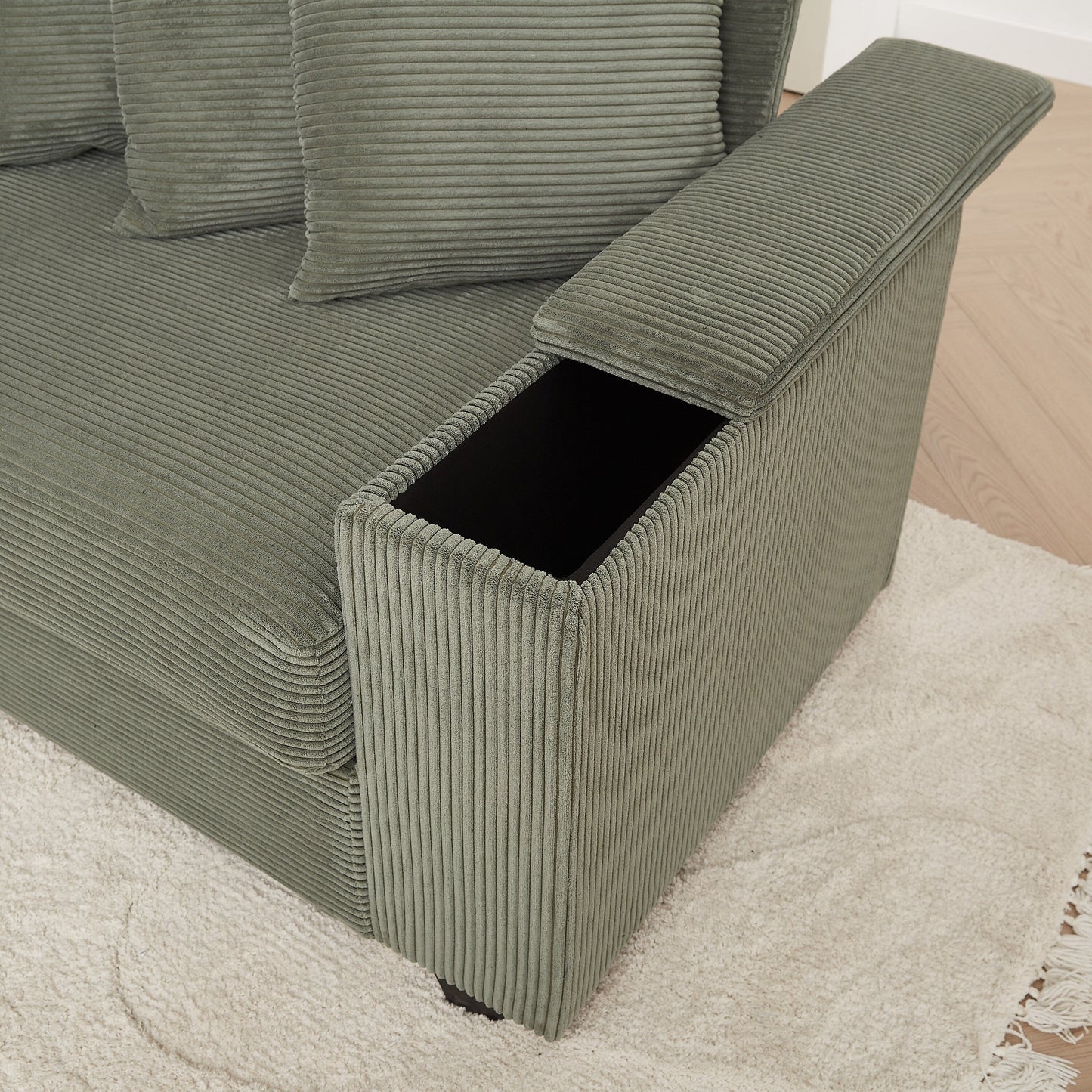 Divano a L in velluto a coste oversize da 104 pollici con chaise longue