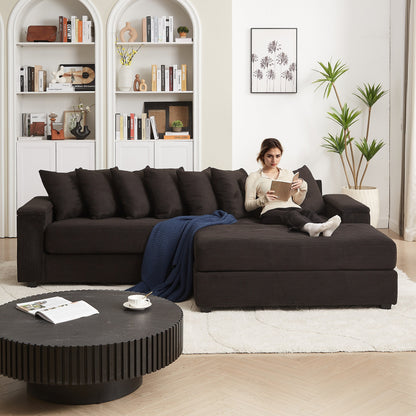 Divano a L in velluto a coste oversize da 104 pollici con chaise longue