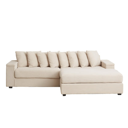 Divano a L in velluto a coste oversize da 104 pollici con chaise longue