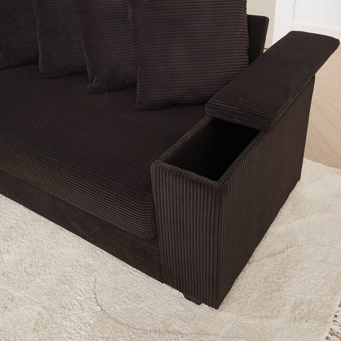 Divano a L in velluto a coste oversize da 104 pollici con chaise longue