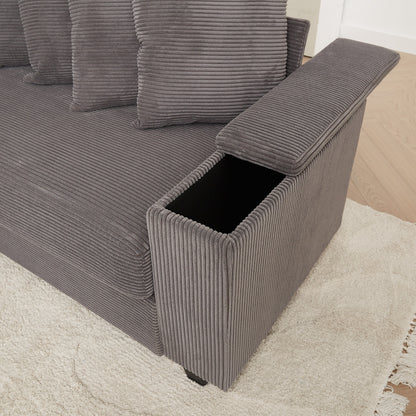 Divano a L in velluto a coste oversize da 104 pollici con chaise longue