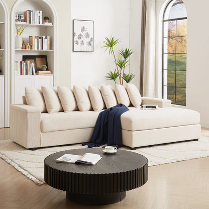 Divano a L in velluto a coste oversize da 104 pollici con chaise longue