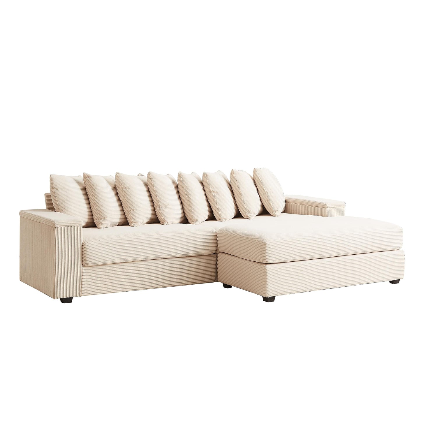 Divano a L in velluto a coste oversize da 104 pollici con chaise longue