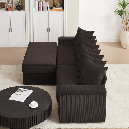 Divano a L in velluto a coste oversize da 104 pollici con chaise longue