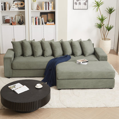 Divano a L in velluto a coste oversize da 104 pollici con chaise longue