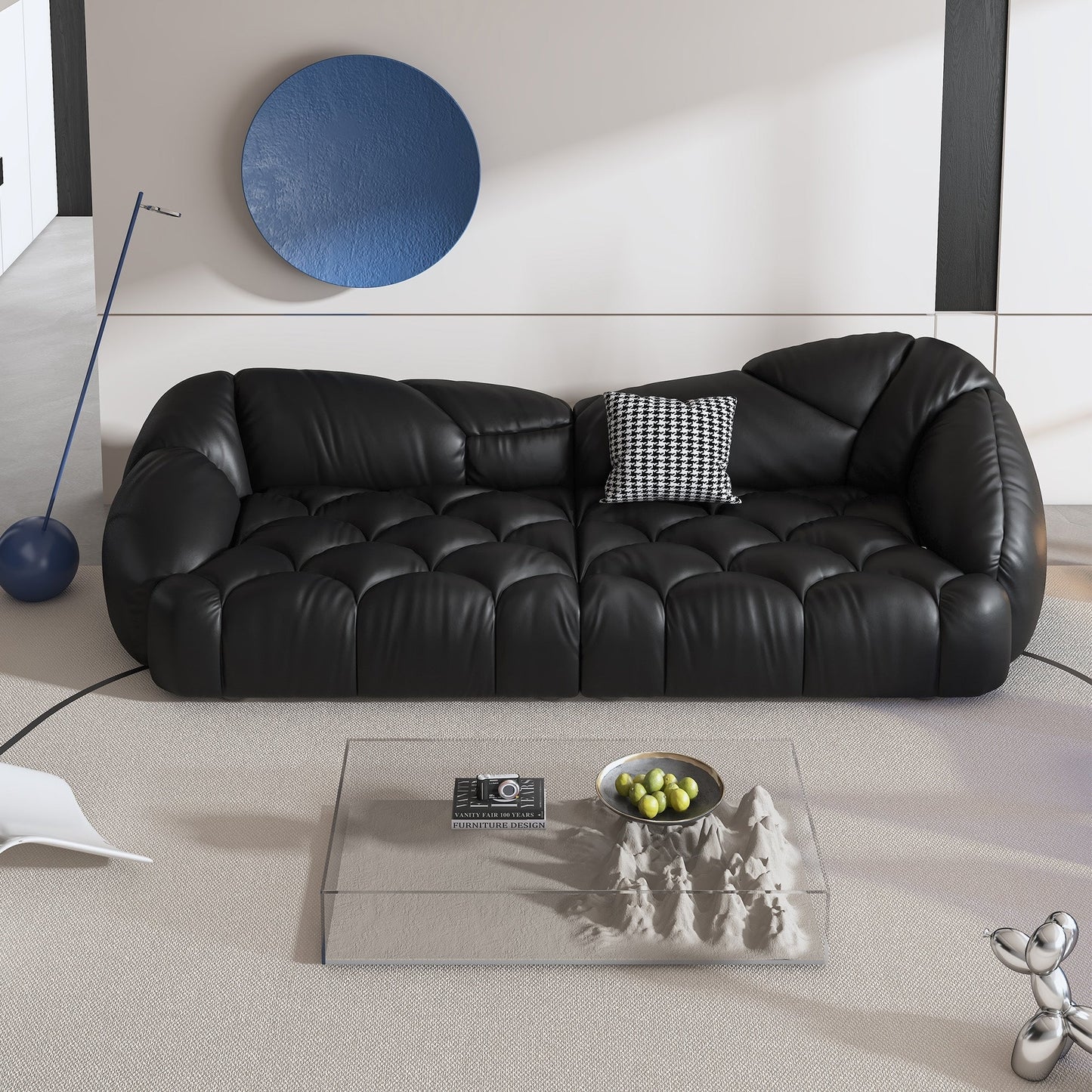 Divano imbottito in pelle 104.3 - 104.3 x 45.3