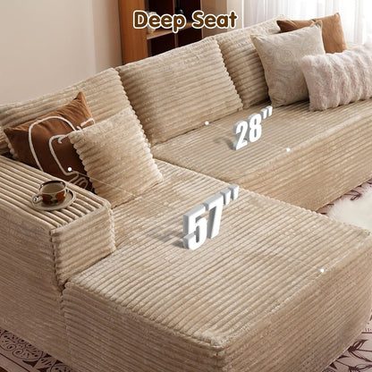 Divano componibile a forma di L 104 - Divano modulare con seduta profonda per soggiorno e camera da letto, senza montaggio