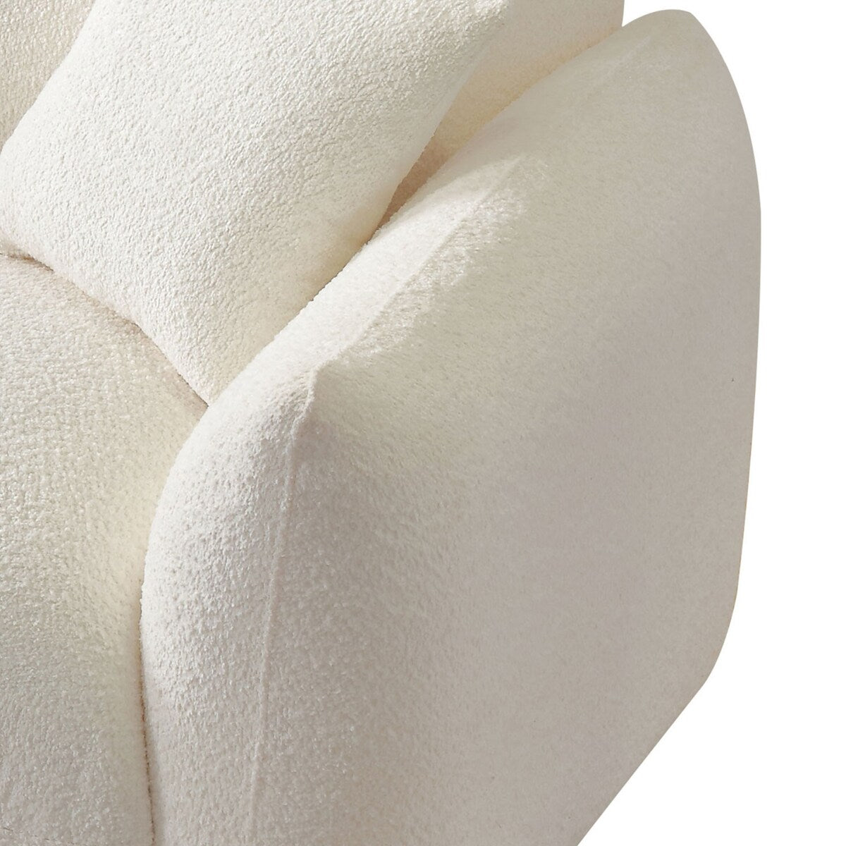 Divano componibile bianco imbottito, confortevole e morbido, con poggiapiedi