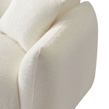 Divano componibile bianco imbottito, confortevole e morbido, con poggiapiedi