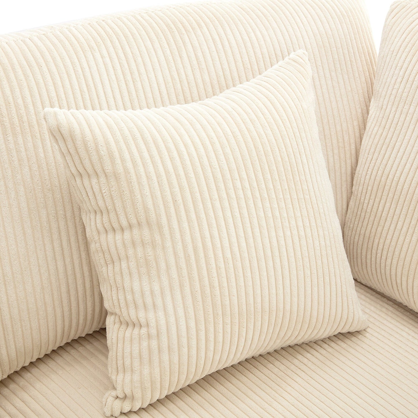 Divano a 3 posti imbottito in velluto a coste 105 con cuscini posteriori rimovibili e 5 cuscini per soggiorno