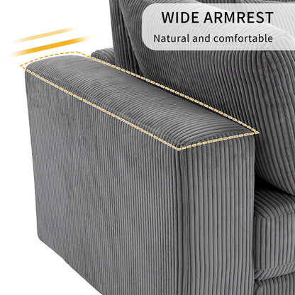 Divano a 3 posti imbottito in velluto a coste 105 con cuscini posteriori rimovibili e 5 cuscini per soggiorno