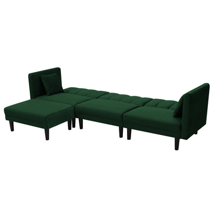 Divano componibile reversibile a 3 posti in velluto da 106,7'', divano letto trasformabile, con schienale regolabile, chaise longue e 2 cuscini