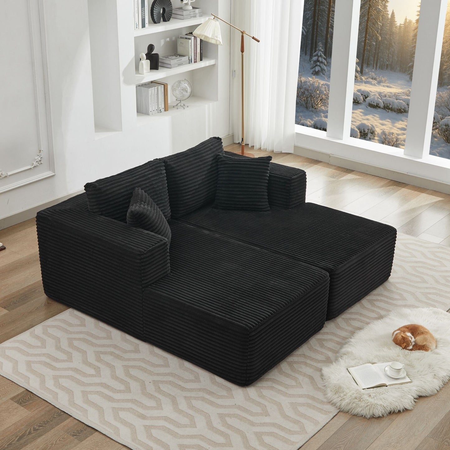Divano componibile 106 Cloud con doppia chaise longue, divano modulare moderno con seduta profonda per soggiorno, non richiede montaggio