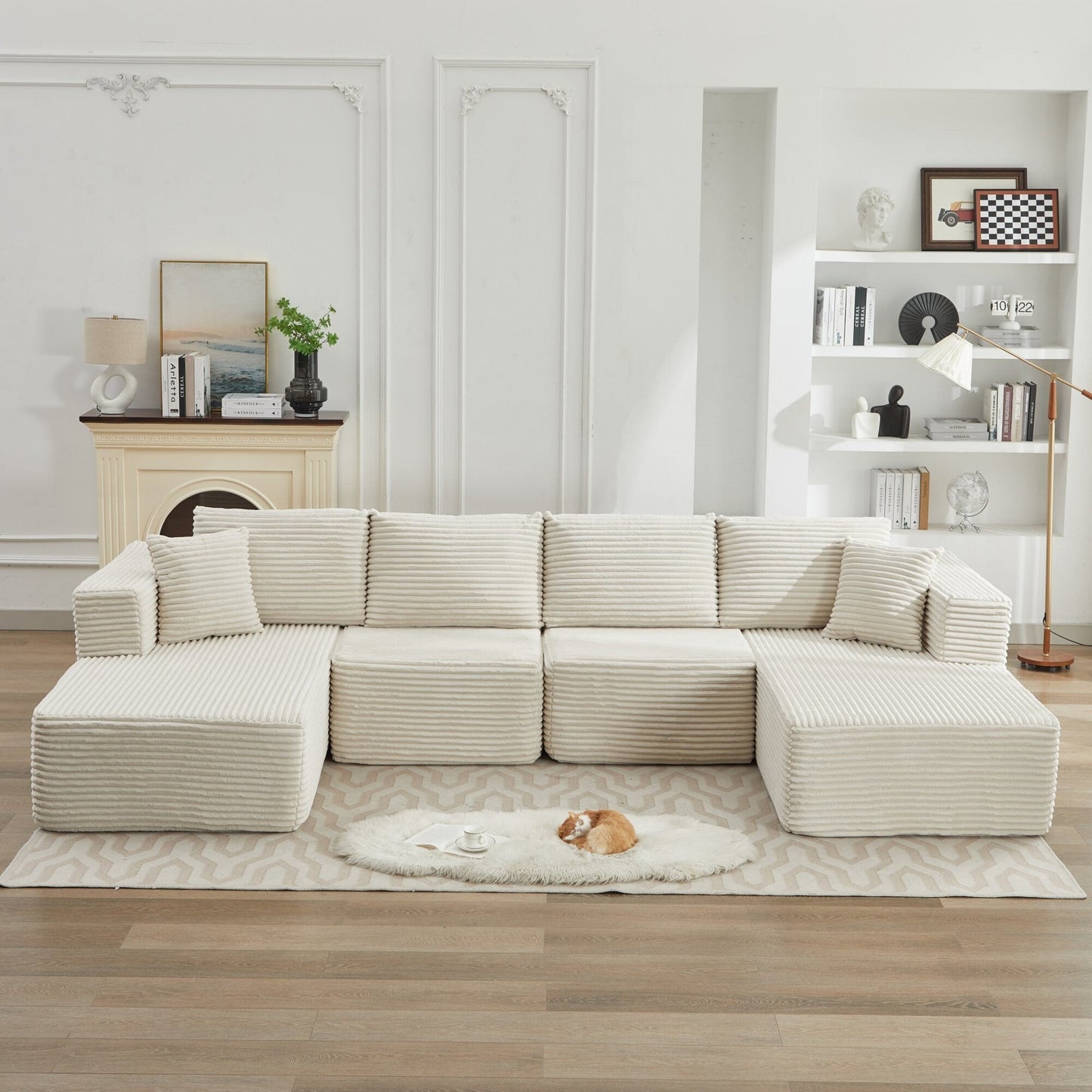 Divano componibile 106 Cloud con doppia chaise longue, divano modulare moderno con seduta profonda per soggiorno, non richiede montaggio