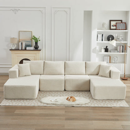 Divano componibile 106 Cloud con doppia chaise longue, divano modulare moderno con seduta profonda per soggiorno, non richiede montaggio