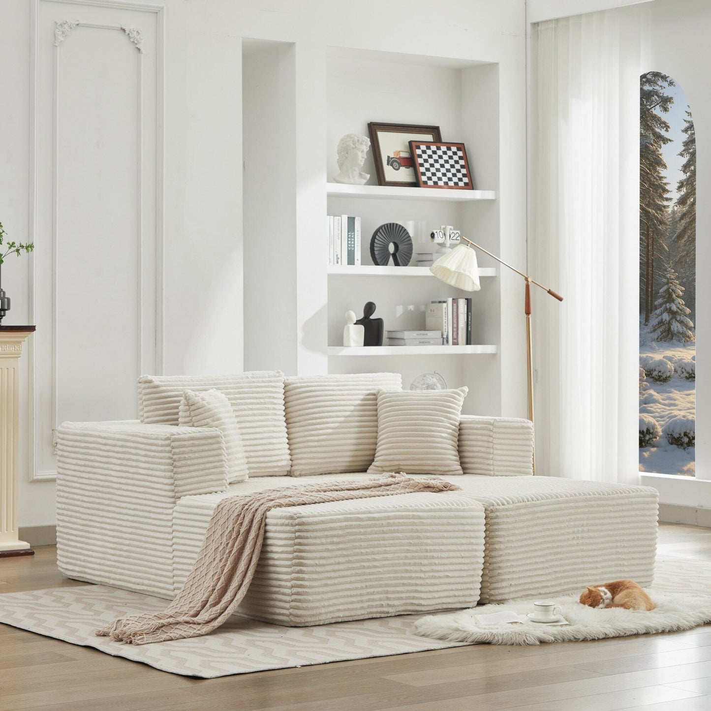 Divano componibile 106 Cloud con doppia chaise longue, divano modulare moderno con seduta profonda per soggiorno, non richiede montaggio