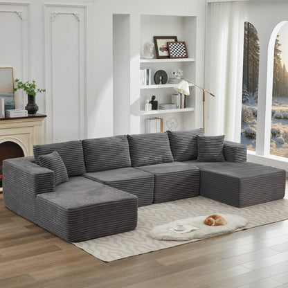 Divano componibile 106 Cloud con doppia chaise longue, divano modulare moderno con seduta profonda per soggiorno, non richiede montaggio