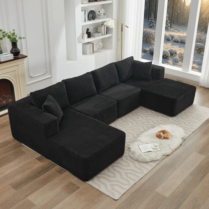 Divano componibile 106 Cloud con doppia chaise longue, divano modulare moderno con seduta profonda per soggiorno, non richiede montaggio