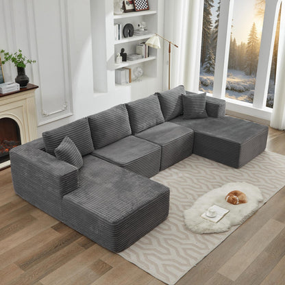 Divano componibile 106 Cloud con doppia chaise longue, divano modulare moderno con seduta profonda per soggiorno, non richiede montaggio