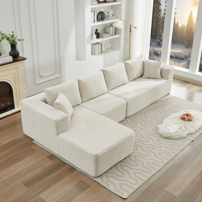 Divano componibile 106 Cloud a forma di L con chaise longue rivolta a sinistra, divano modulare moderno con seduta profonda per soggiorno, non richiede montaggio