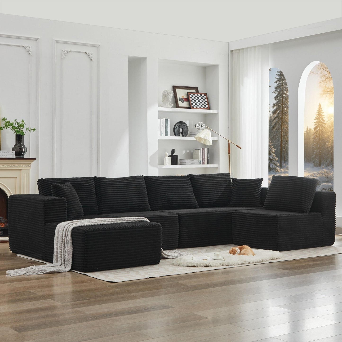 Divano componibile 106 Cloud a forma di L con chaise longue rivolta a sinistra, divano modulare moderno con seduta profonda per soggiorno, non richiede montaggio