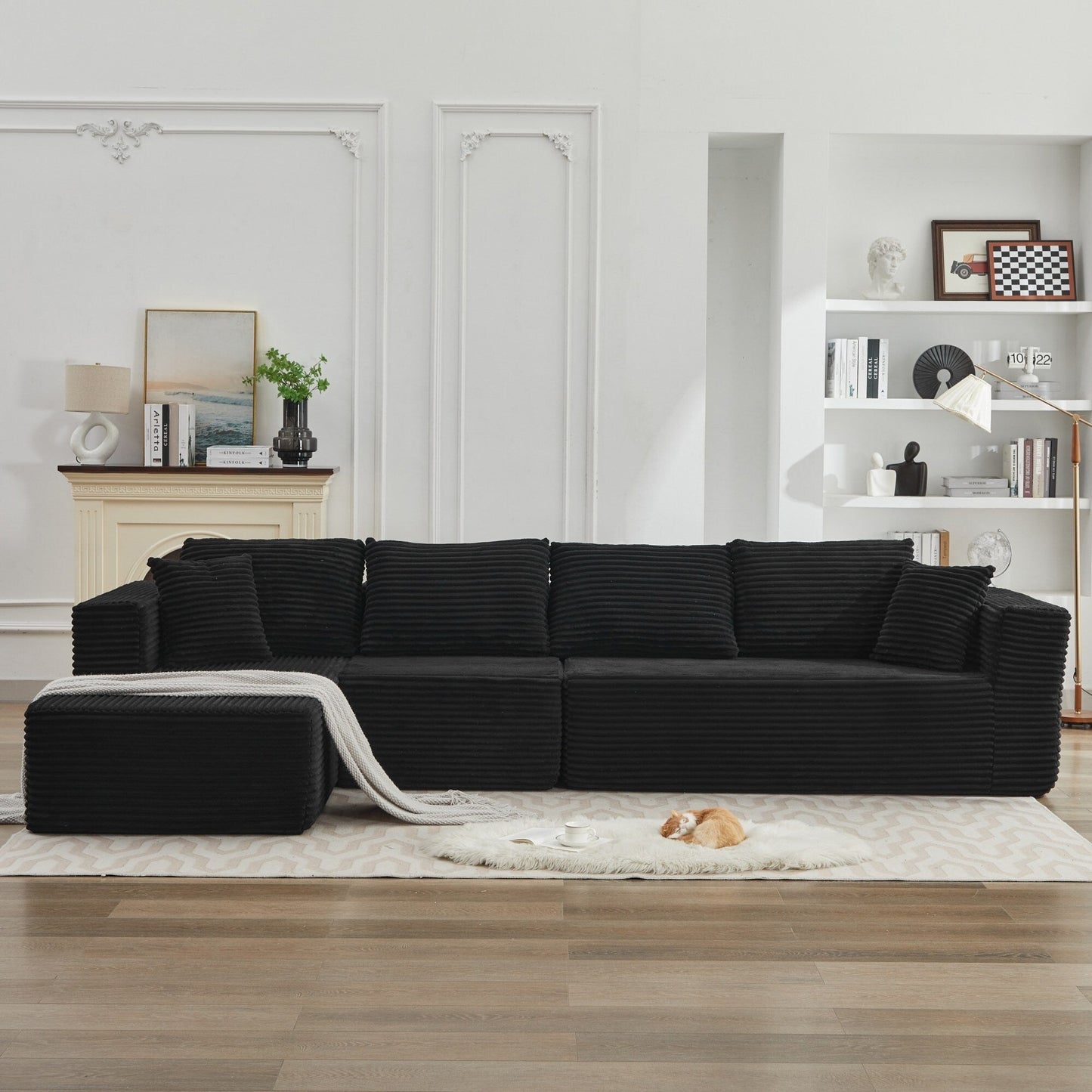 Divano componibile 106 Cloud a forma di L con chaise longue rivolta a sinistra, divano modulare moderno con seduta profonda per soggiorno, non richiede montaggio