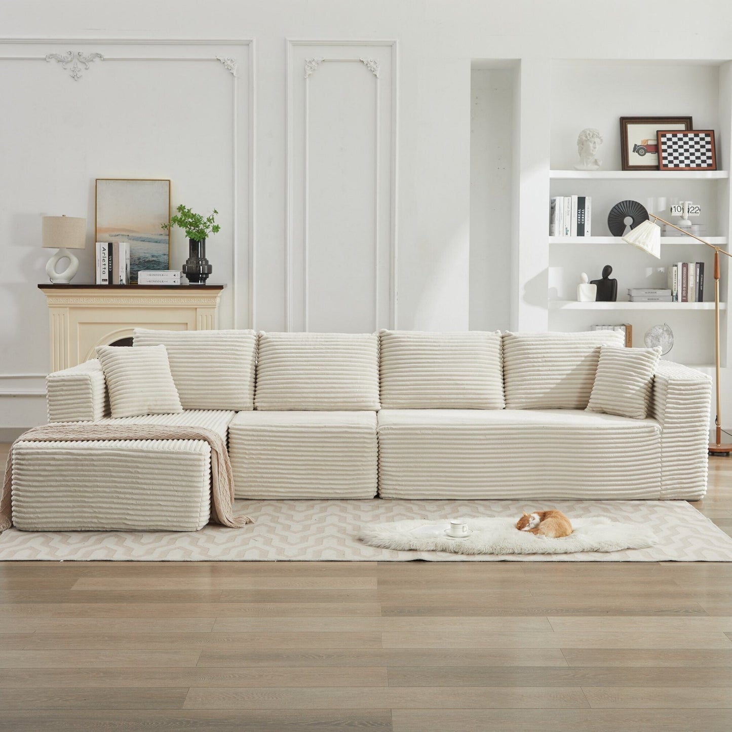 Divano componibile 106 Cloud a forma di L con chaise longue rivolta a sinistra, divano modulare moderno con seduta profonda per soggiorno, non richiede montaggio