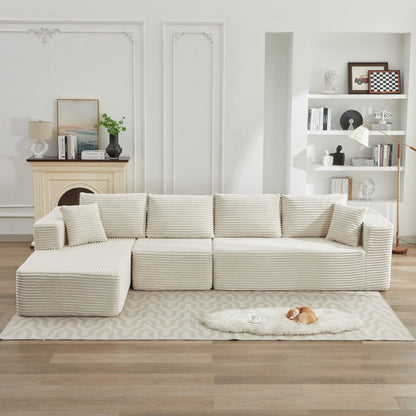 Divano componibile 106 Cloud a forma di L con chaise longue rivolta a sinistra, divano modulare moderno con seduta profonda per soggiorno, non richiede montaggio