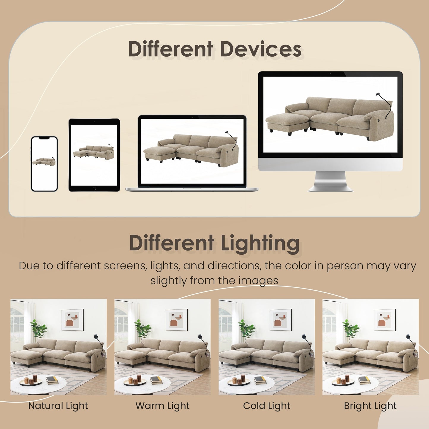 Divano componibile modulare da 108 pollici
