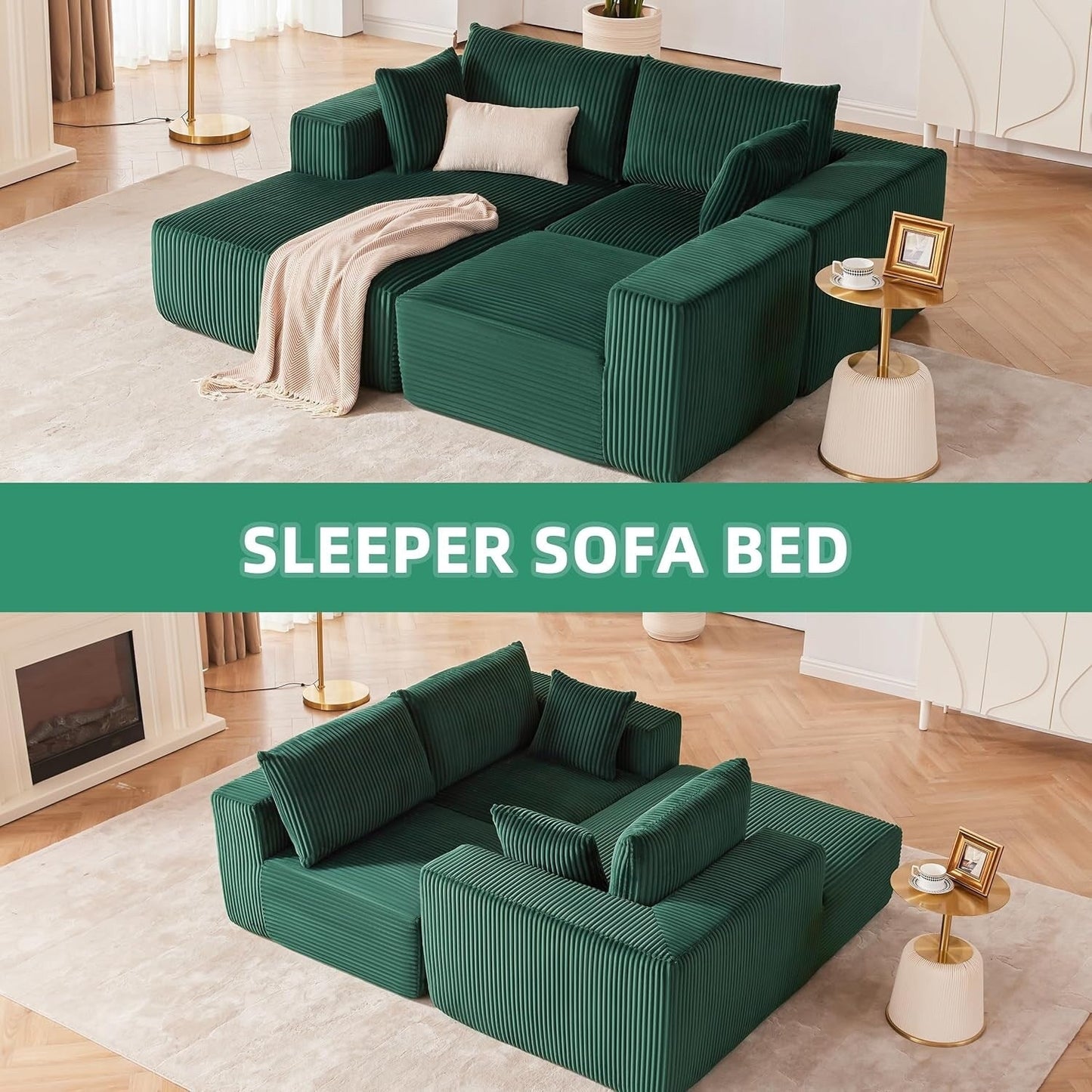 Divano componibile modulare 108 Cloud - Divano a L con seduta profonda e chaise longue, divano imbottito per soggiorno e camera da letto