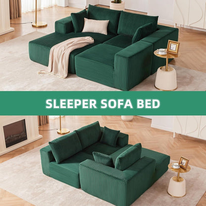 Divano componibile modulare 108 Cloud - Divano a L con seduta profonda e chaise longue, divano imbottito per soggiorno e camera da letto