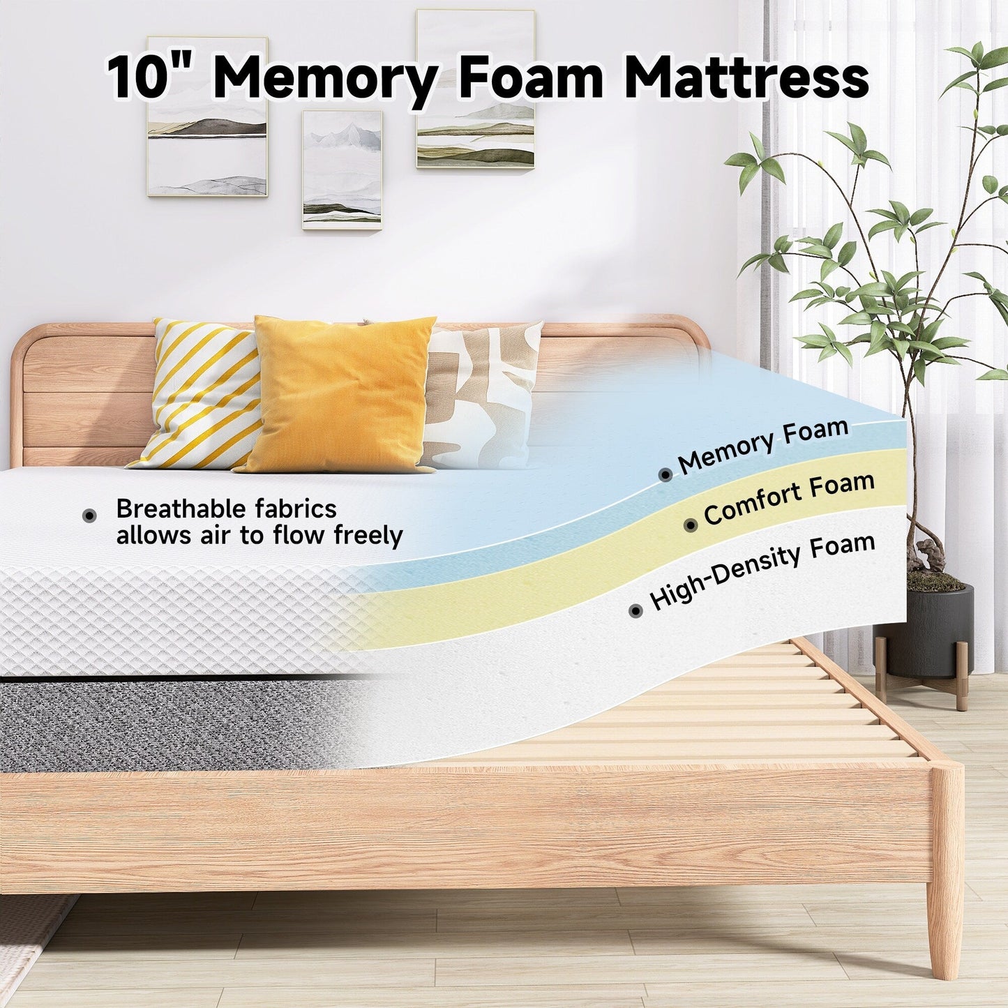 10 materassi in memory foam di medie dimensioni in una scatola