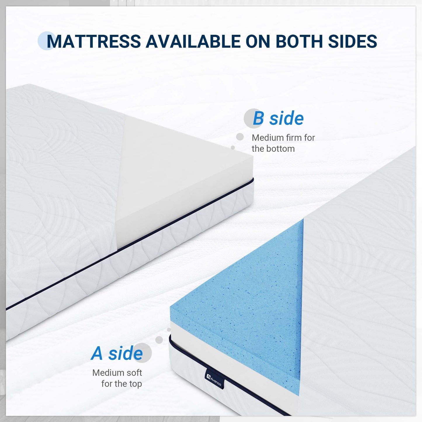 Materasso in memory foam gel medio da 10'' in una scatola con fodera staccabile