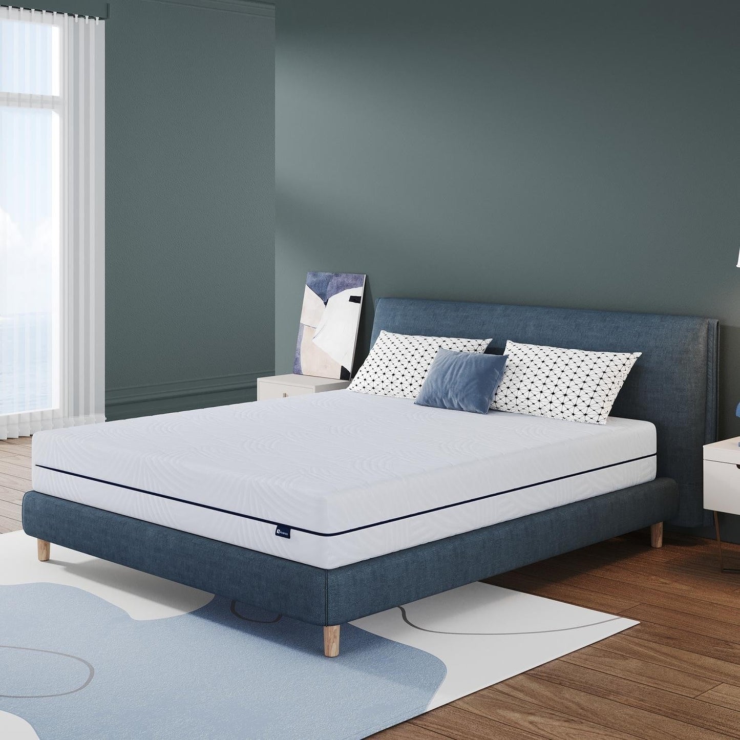 Materasso in memory foam gel medio da 10'' in una scatola con fodera staccabile