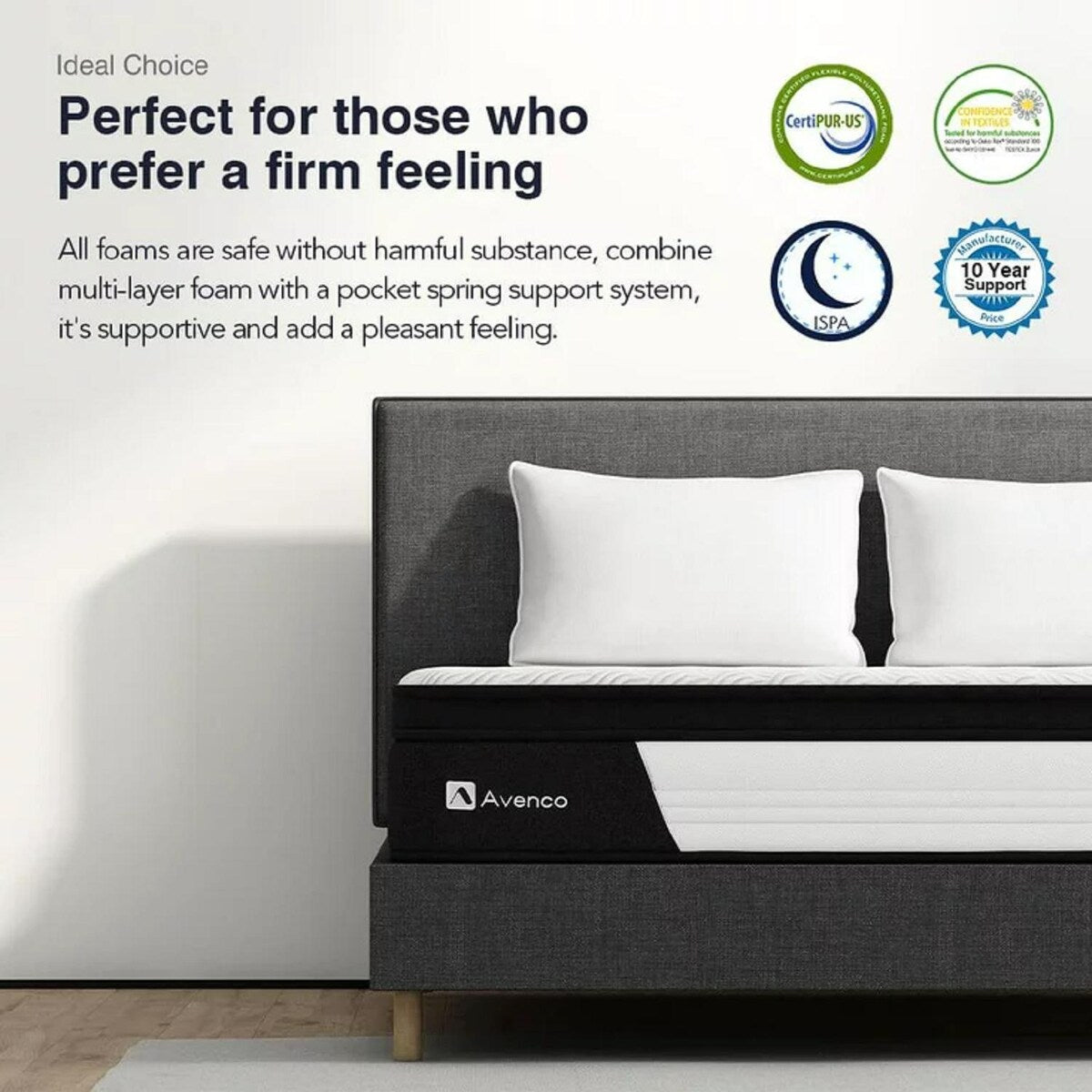 Materasso ibrido con cuscino medio da 10''