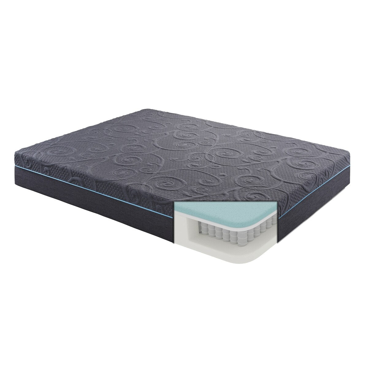 Materasso ibrido in memory foam con infusione di gel California King da 11 pollici, grigio scuro, materasso in una scatola