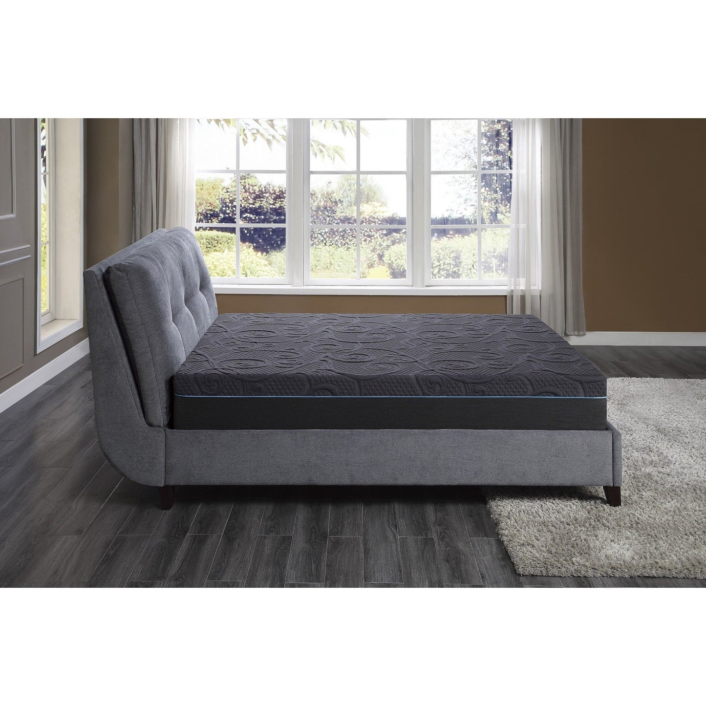 Materasso ibrido in memory foam con infusione di gel Eastern King da 11 pollici, grigio scuro, materasso in una scatola